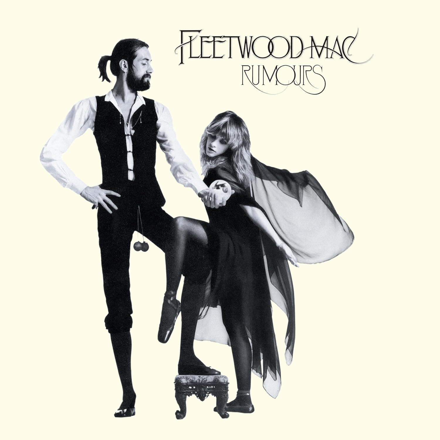 Fleetwood Mac’s Rumours album artwork featuring Mick Fleetwood and Stevie Nicks